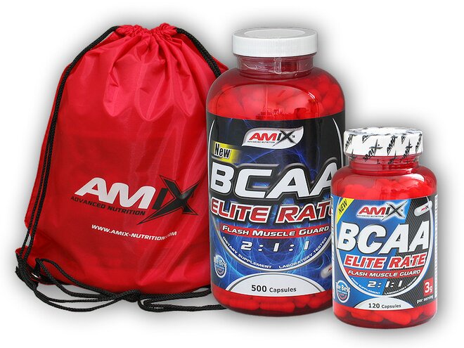 BCAA Elite Rate, 500 kapslí + dárek: BCAA Elite Rate a Amix Bag