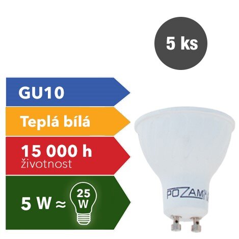 5 žárovek Octantis; 5 W – 350 lm; teplá bílá