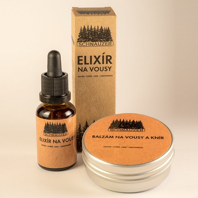 Elixír na vousy (25 ml) a balzám na vousy a knír (50 ml)