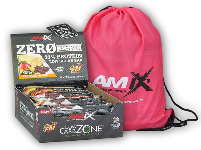 15x Zero Hero High Protein Low Sugar Bar 65 g + Amix BAG