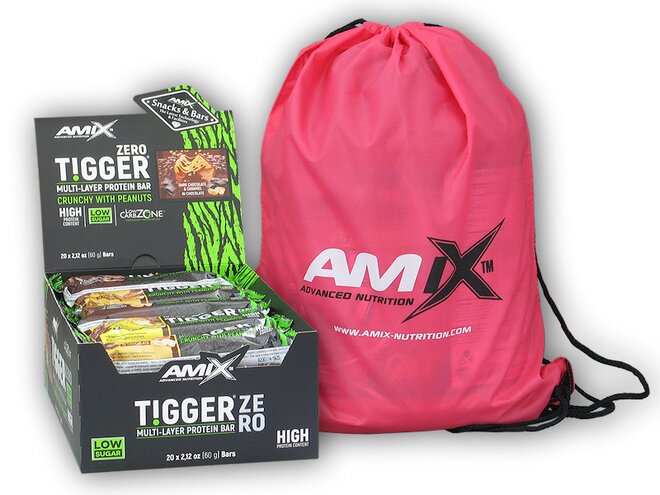 20x Tigger Zero Multi Layer Protein Bar 60g + Amix BAG