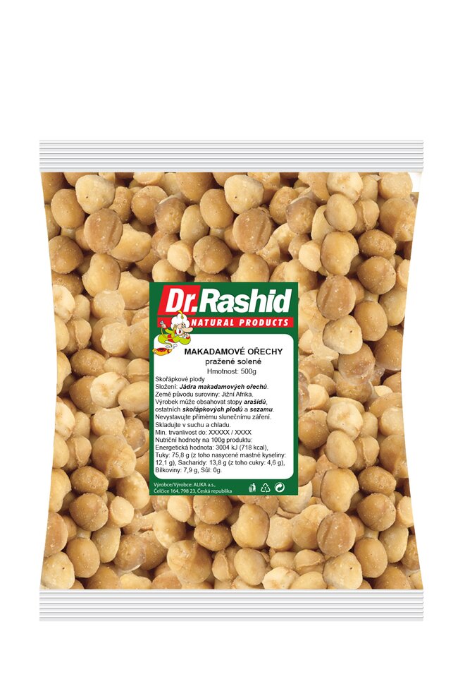 Makadamové ořechy pražené solené, 500 g