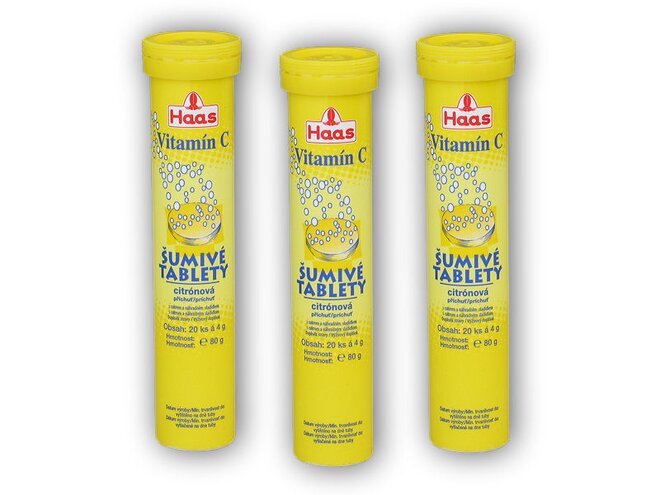 3x Haas Vitamin C citron 20 šumivých tablet