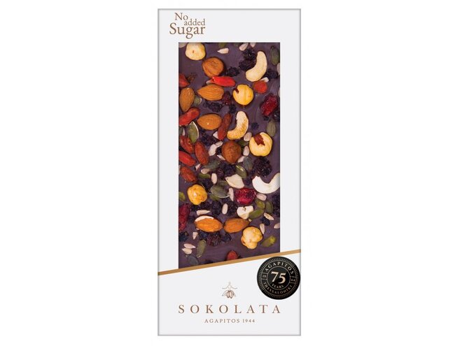 Hořká čokoláda s ořechy a stévií, 100 g