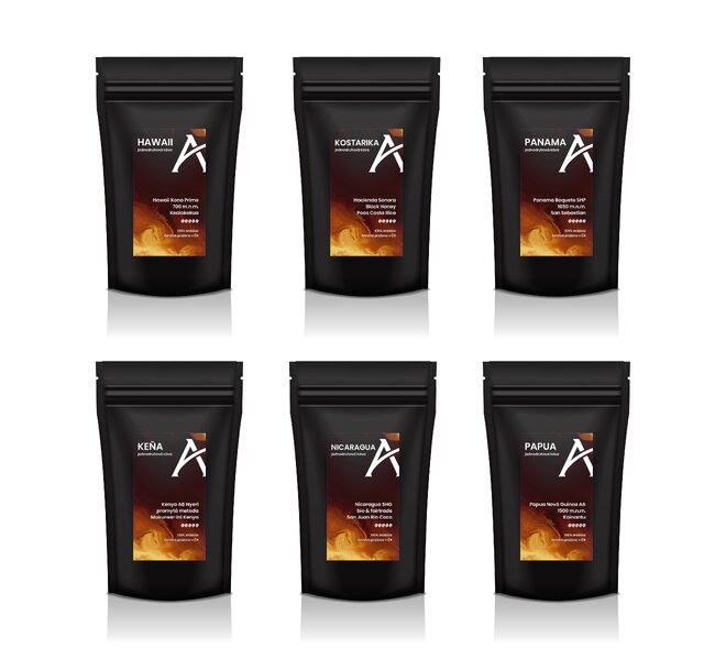 Degustační sada káv Premium, 6× 100 g
