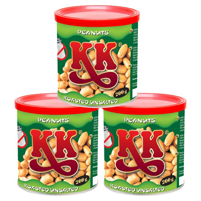 KK arašídy pražené nesolené, 3x 200 g