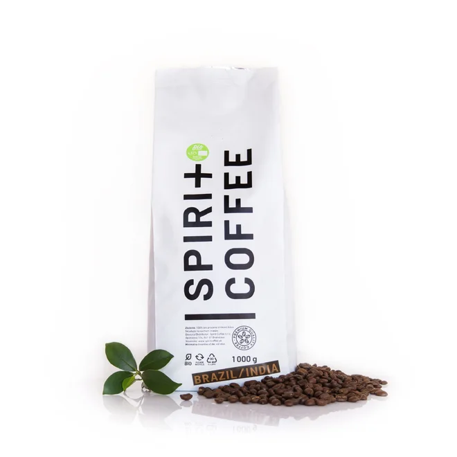 BIO Zrnková káva Spirit Coffee "Brazil Fazenda Klem / India Organic"