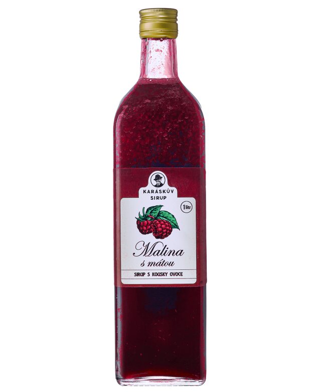 Malinový sirup s mátou a kousky ovoce (1000 ml)