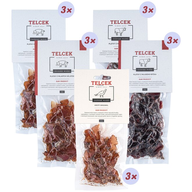 Telcek sušené maso - degustační balíček, 15x 50 g
