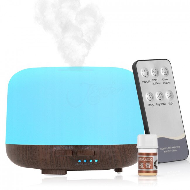 Aroma difuzér se 7 světly, tmavě hnědo-bílá