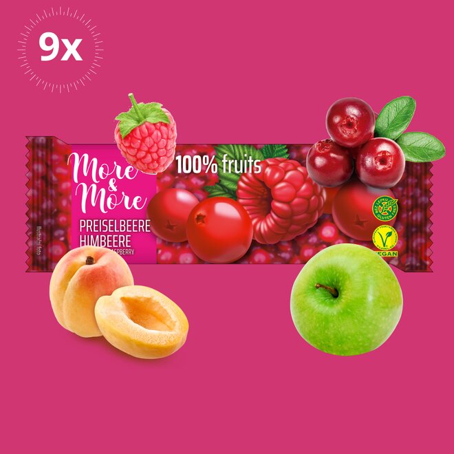 9x ovocná tyčinka More & More Klikva-Malina (270 g)
