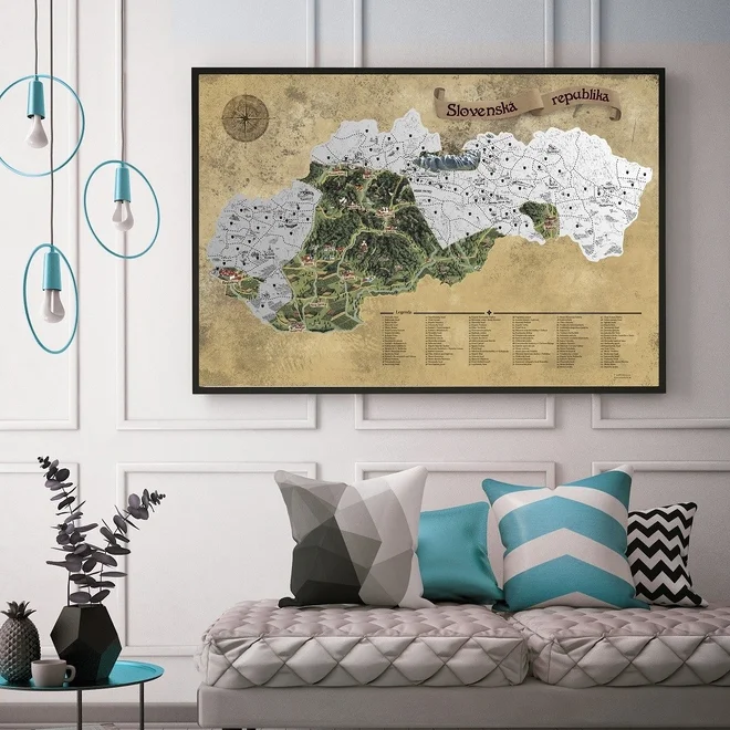 Stieracia mapa Slovenska DELUXE XL (strieborná)