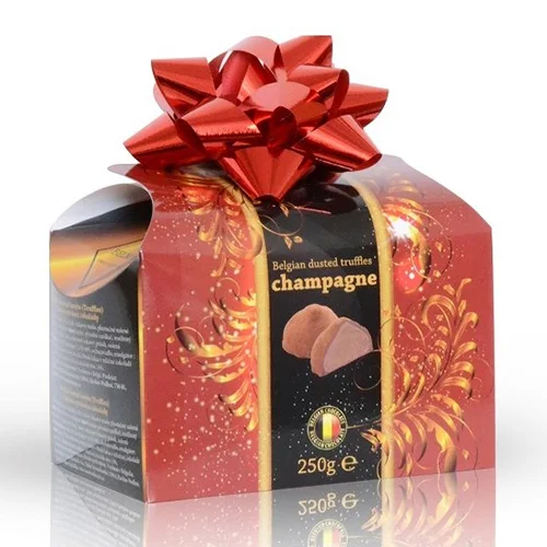 Belgické čokoládové lanýže s náplní champagne s mašlí, 250 g