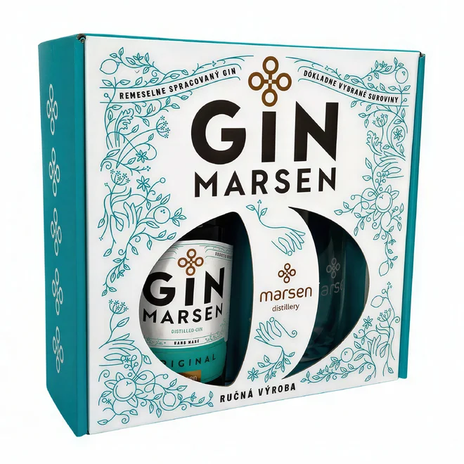 Gin Marsen Original 42 % (0,7 l) v dárkovém balení se skleničkou