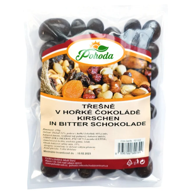 Třešně v hořké čokoládě, 250 g