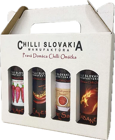 4-dielne Darčekové balenie chilli omáčok (MEDIUM hot stredne pálivé / biele balenie)