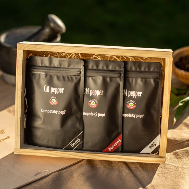 Kampotský pepř černý, červený a bílý - dárkové balení (3x 20 g)