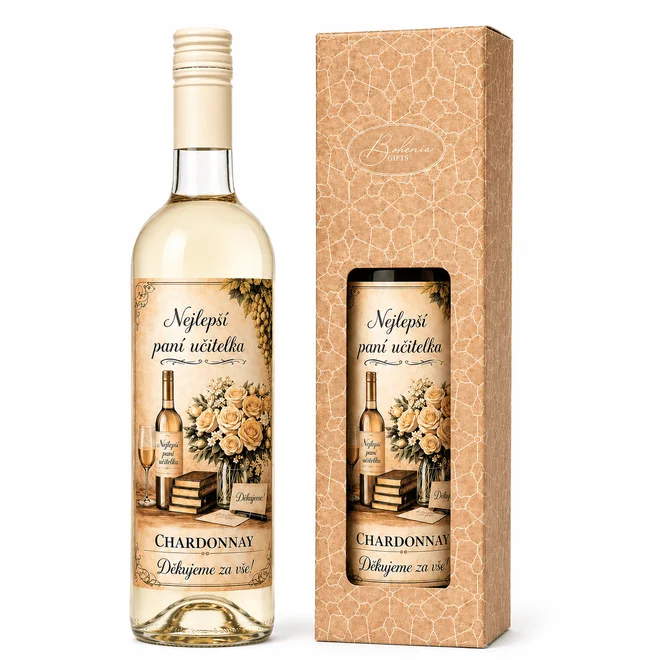 Dárkové bílé víno pro paní učitelku 0,75 l - Chardonnay
