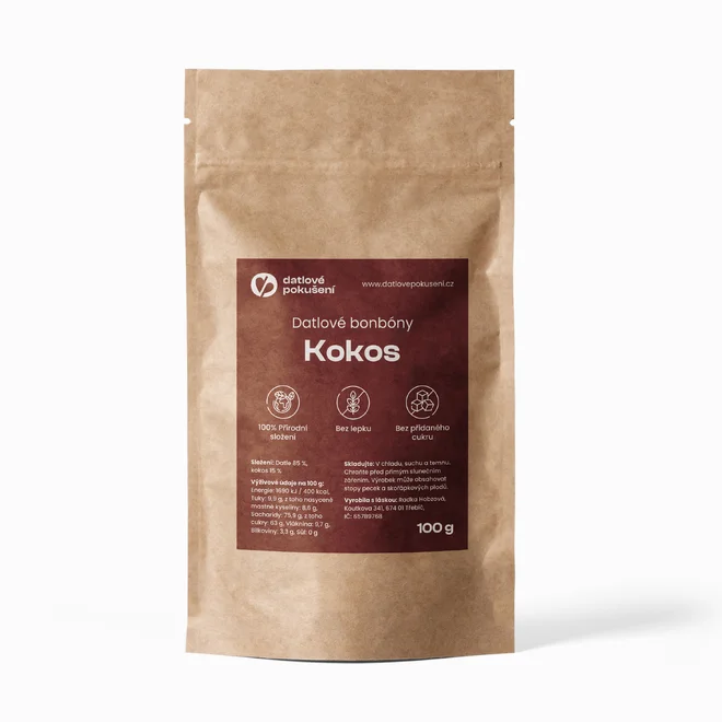 Datlové bonbony, kokos