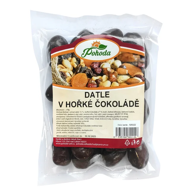 Datle v hořké čokoládě, 250 g