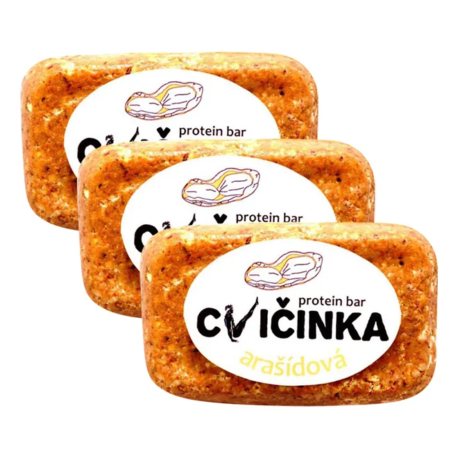 3× raw tyčinka Cvičinka – arašídová, 3× 100 g