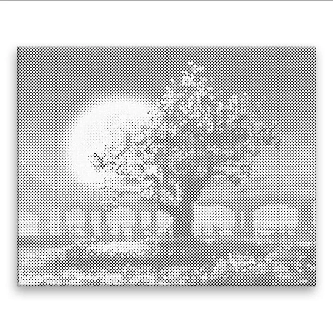 Rozkvetlý strom v japonské zahradě 50 × 40 cm