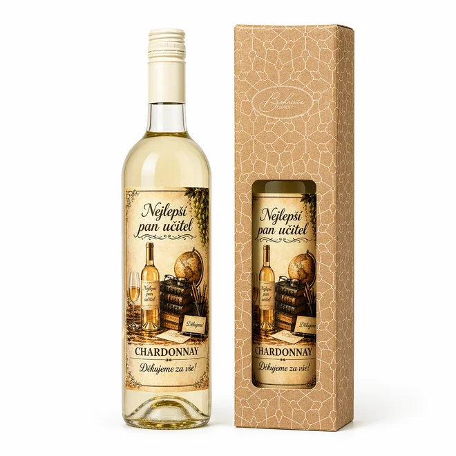 Dárkové bílé víno pro pana učitele 0,75 l - Chardonnay