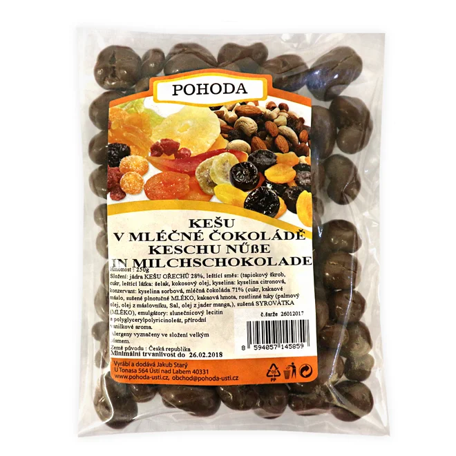 Kešu v mléčné čokoládě, 250 g