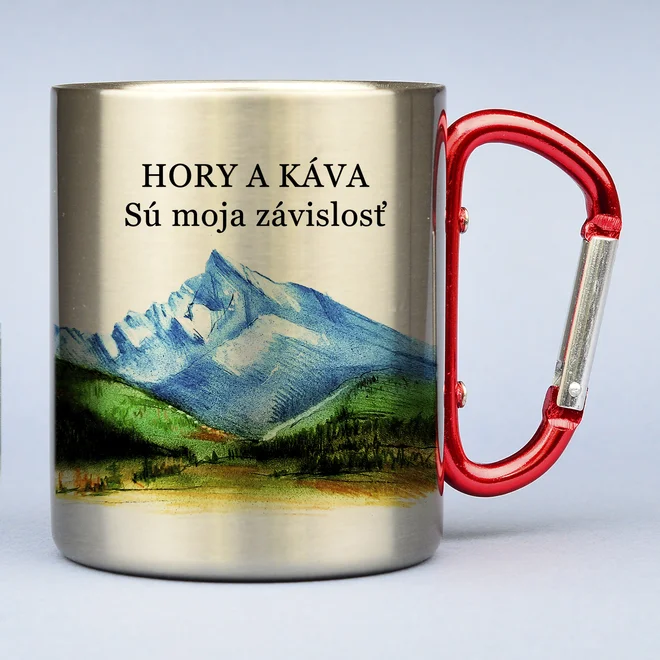 300 ml Turistický nerezový termohrnček "Hory a káva sú moja závislosť 1"