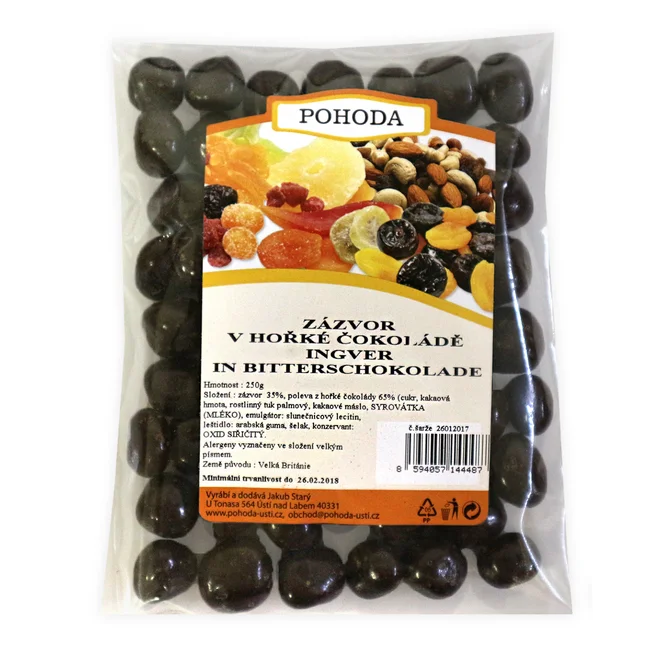 Zázvor v hořké čokoládě, 250 g