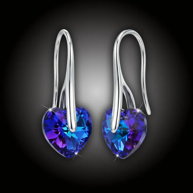 Náušnice Srdce Swarovski® Heliotrope