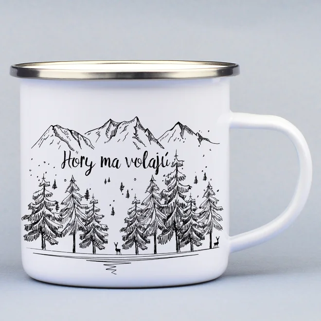 330 ml Turistický smaltovaný hrnček "Hory ma volajú"