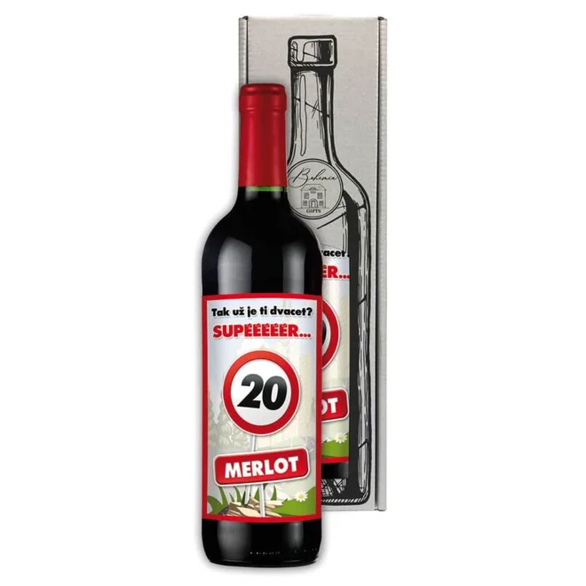 0,75 l Darčekové červené víno Merlot „Všetko najlepšie"