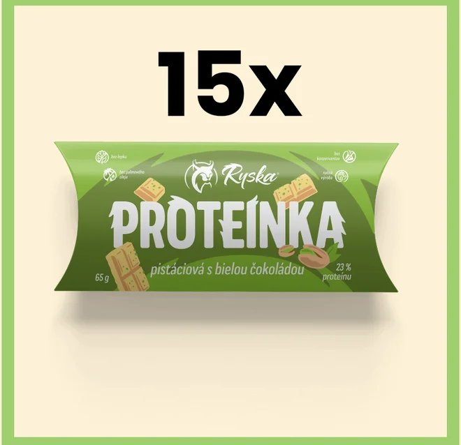 15 x 65 g Balenie proteínových tyčiniek značky "Ryska Proteínka"