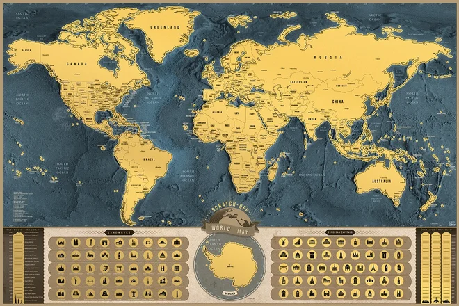 Stieracia mapa sveta Deluxe XL (coffee edition)