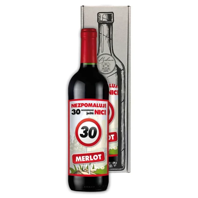 0,75 l Darčekové červené víno Merlot „Všetko najlepšie"