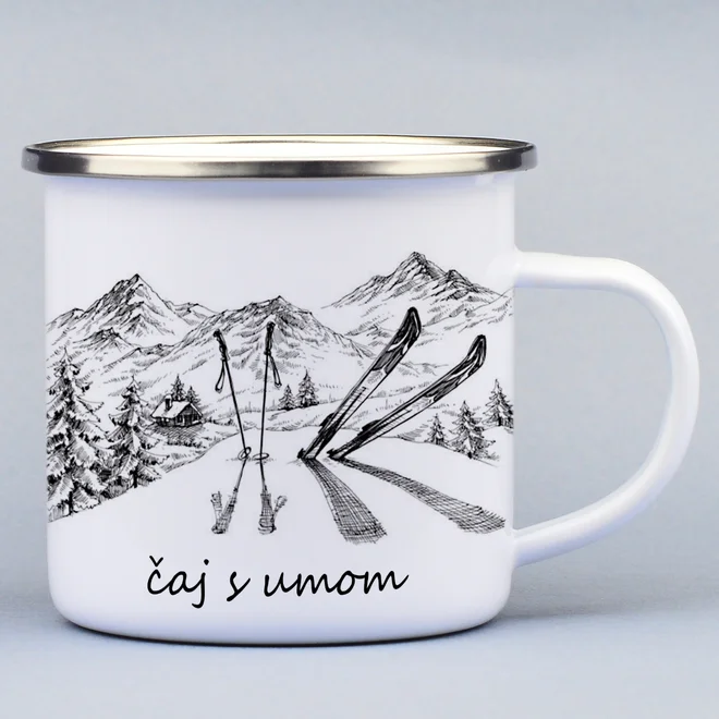 330 ml Turistický smaltovaný hrnček "Čaj s umom"