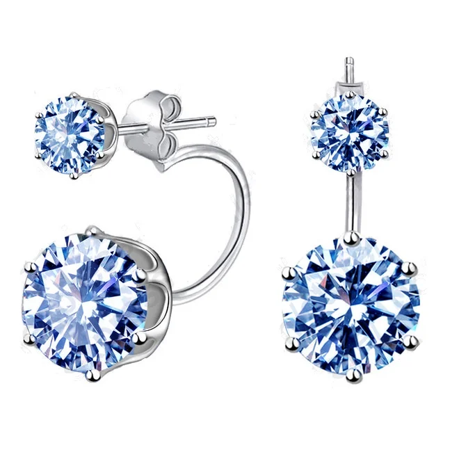 Náušnice se dvěma krystaly Swarovski Elements - Agua Blue