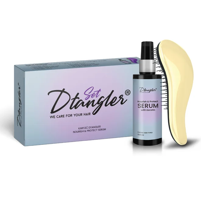 Dtangler sérum & rozčesávací kartáč Gold