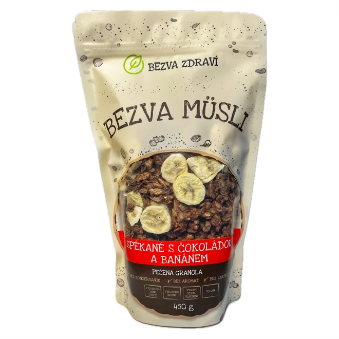 Bezva müsli granola "Spékané s čokoládou a banánem" (450 g)