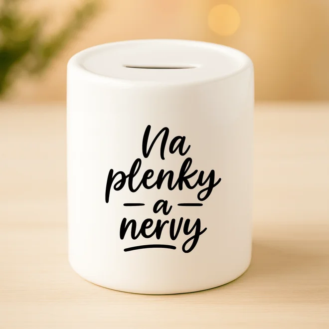 Keramická pokladnička - Na plenky a nervy