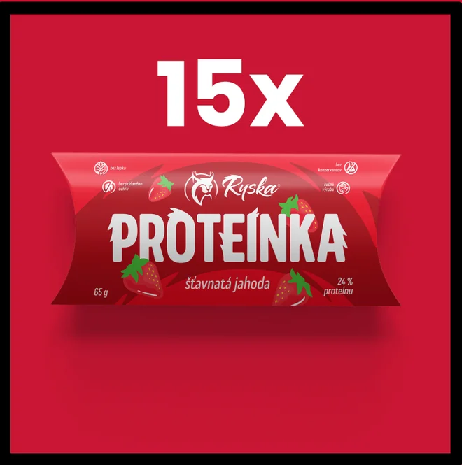 15 x 65 g Balenie proteínových tyčiniek značky "Ryska Proteínka"