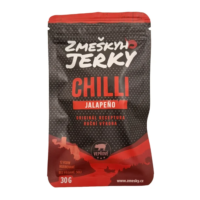 Sušené bravčové jerky mäso ručnej výroby (chilli)