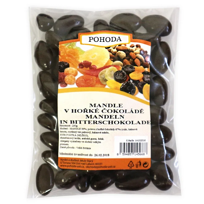 Mandle v hořké čokoládě, 250 g