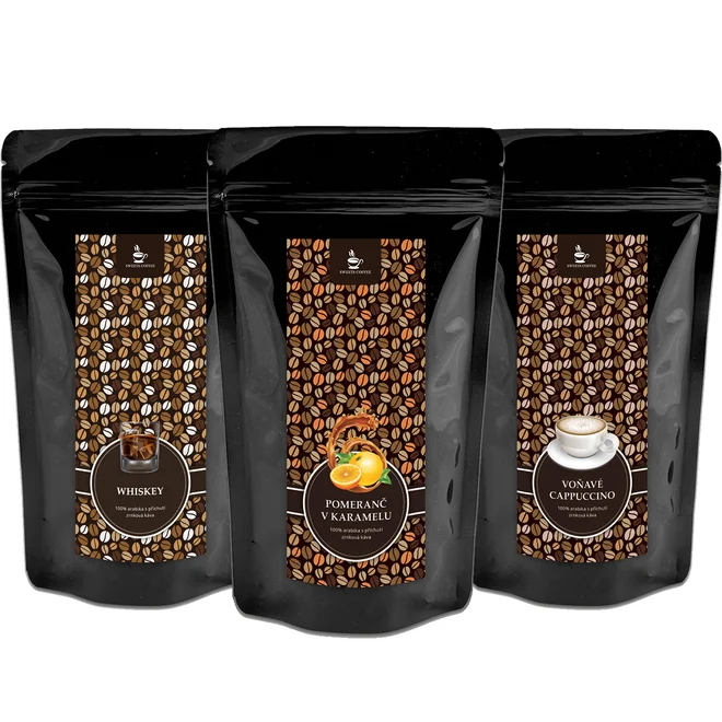 3 kávy: whiskey, pomeranč v karamelu, voňavé cappuccino