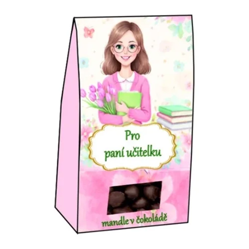 Mandle v čokoládě, 80 g - Pro paní učitelku (růžová)