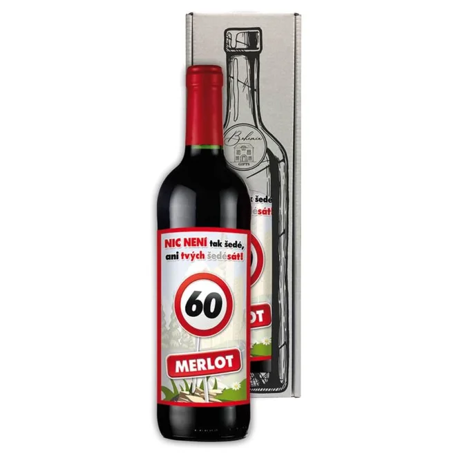 0,75 l Darčekové červené víno Merlot „Všetko najlepšie"