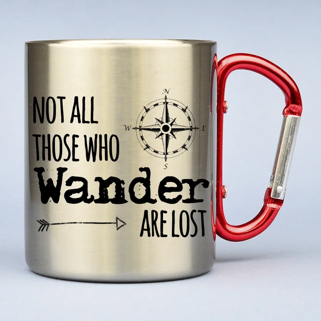 300 ml Turistický nerezový termohrnček "Not all those who wander are lost"