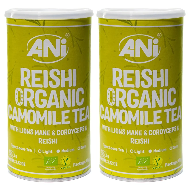 Heřmánkový Reishi bio čaj s Lion’s Mane – Cordyceps, 2x 50 g