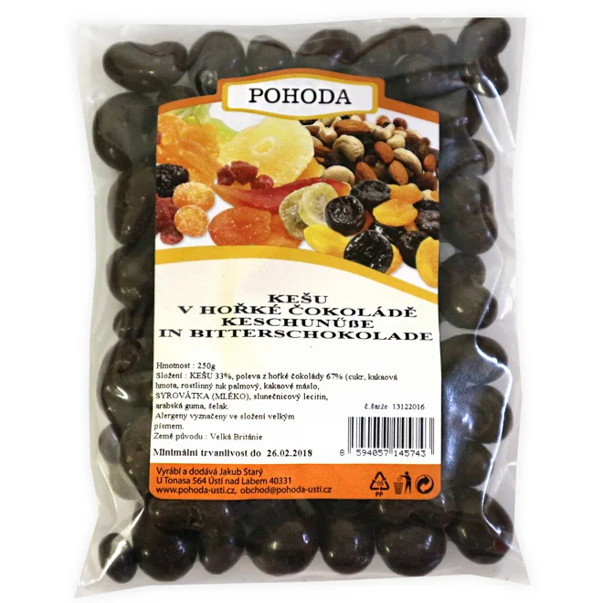Kešu v hořké čokoládě, 250 g